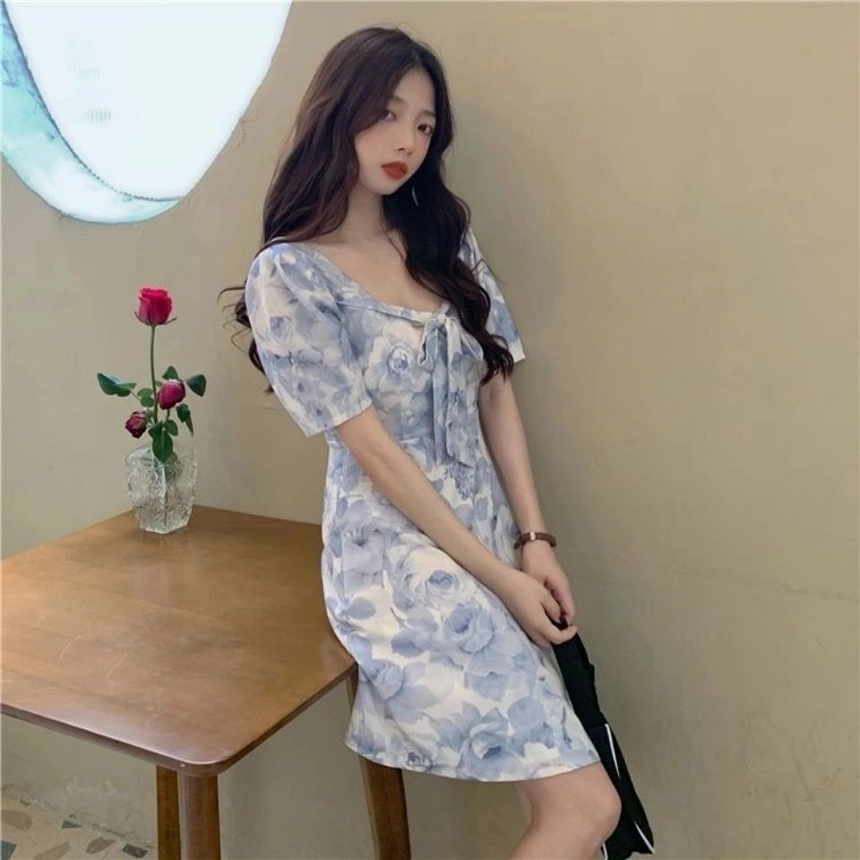 Đầm Hoa Cổ Vuông Thời Trang Xinh Xắn Cho Nữ Mùa Hè | BigBuy360 - bigbuy360.vn