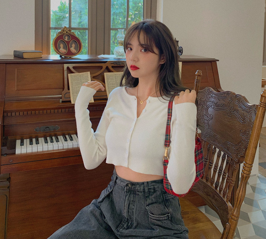 Áo Cardigan Dệt Kim Dáng Ôm Kiểu Hàn Quốc Xinh Xắn Cho Nữ | BigBuy360 - bigbuy360.vn