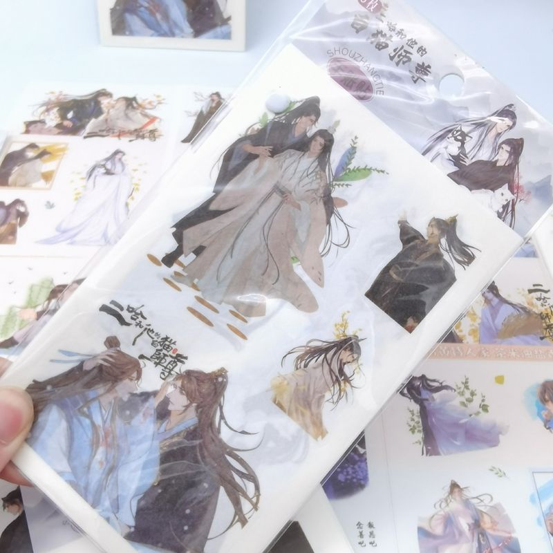 Sticker Hình dán Husky và sư tôn mèo trắng washi tape Stickers hình dán truyện tranh anime manhua
