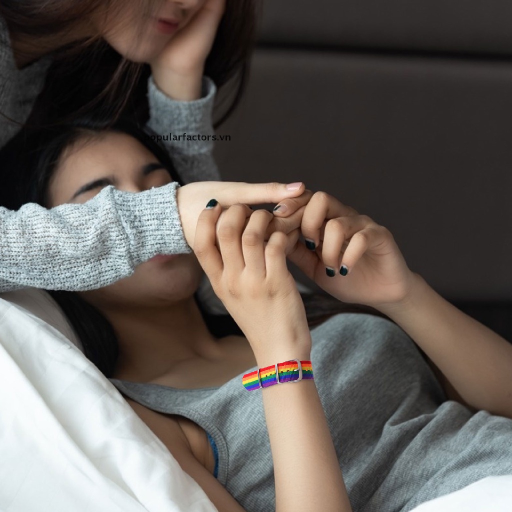 Set 4 Vòng Tay Đồng Hồ Cầu Vồng LGBT Bằng Vải Bố Điều Chỉnh Được