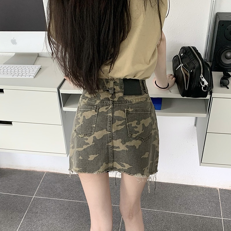 Chân Váy Denim Họa Tiết Rằn Ri Thời Trang Dành Cho Nữ