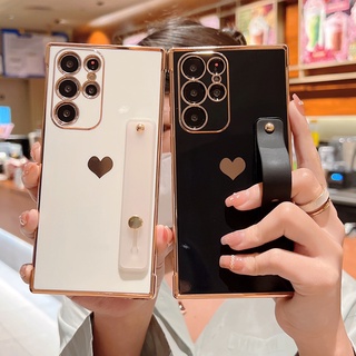 Ốp Điện Thoại Vuông Mềm Hình Trái Tim Dễ Thương Có Dây Đeo Cổ Tay Cho Samsung Galaxy A53 A13 A52 A12 5G S21 S22 Ultra Plus S21FE S20FE