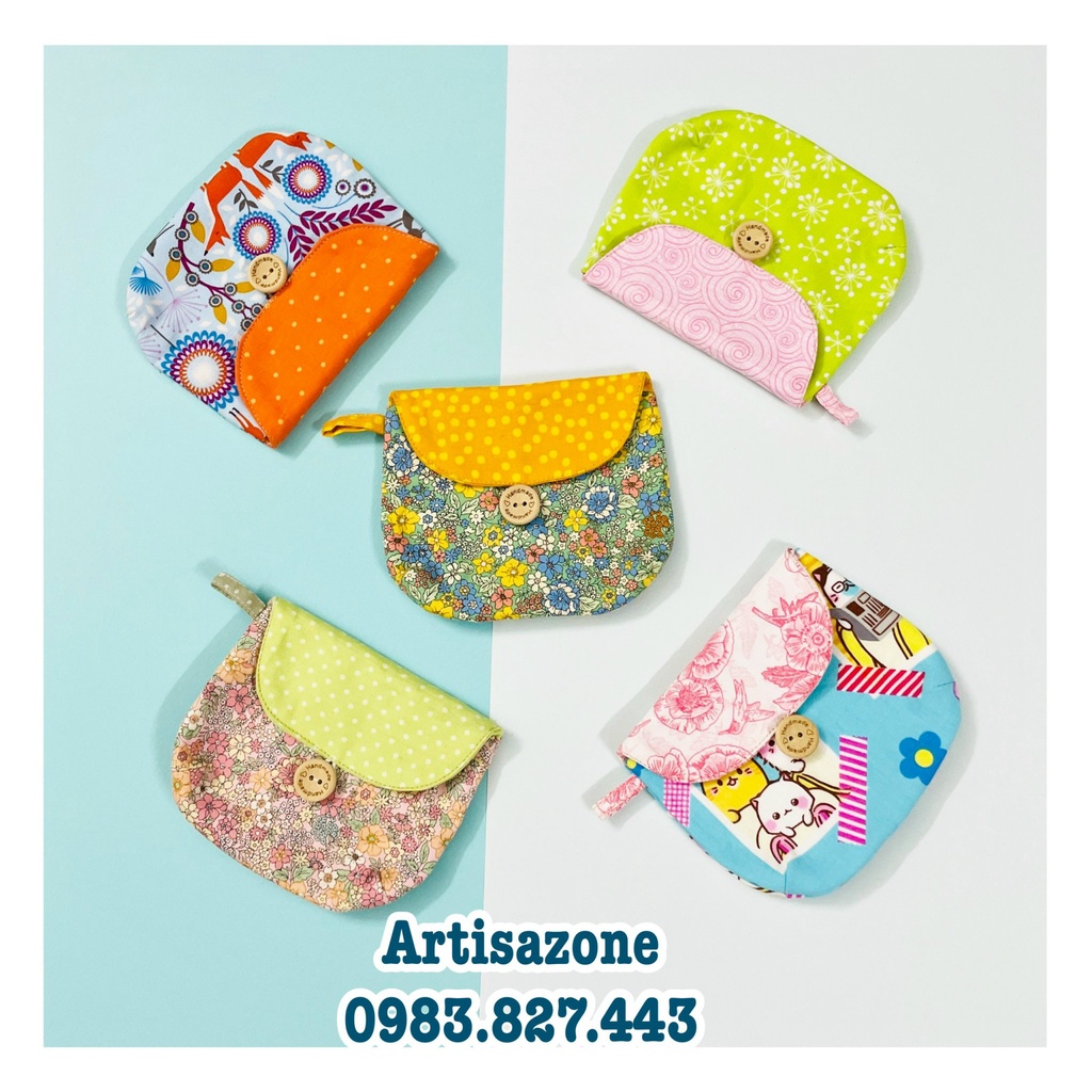 Túi vải mini nắp tròn cài khuy (10cm x 11cm) - 01 chiếc (Đọc kỹ mô tả sản phẩm)