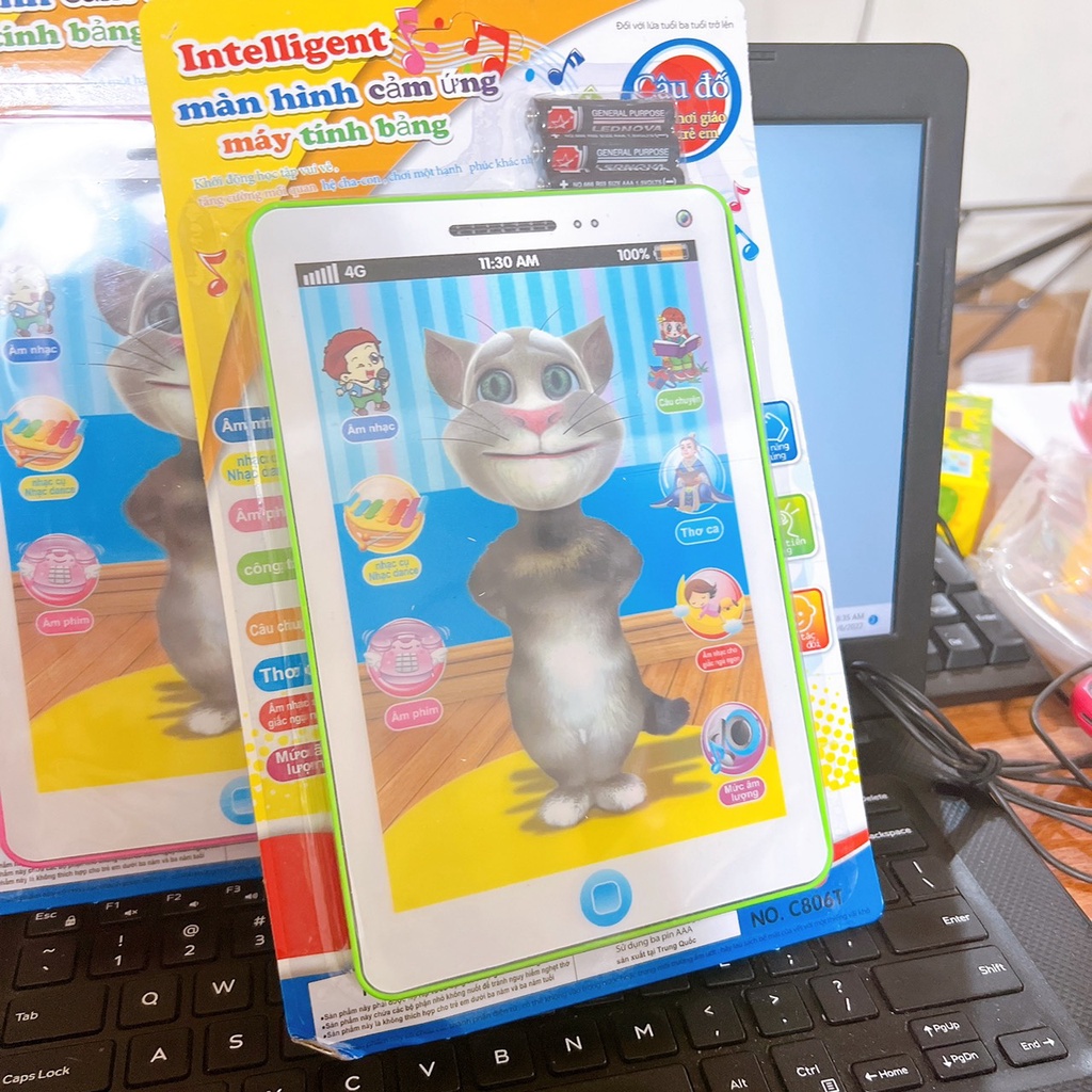 Điện thoại đồ chơi cho bé, Đồ chơi ipad cảm ứng Mèo Tôm phát ra tiếng nhạc