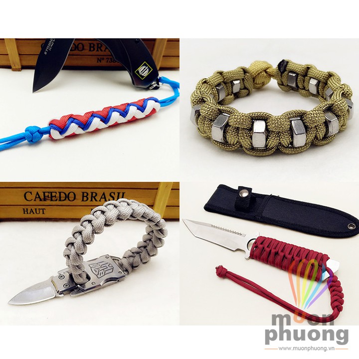 [FRSHIP 20K] Dây dù paracord đan vòng dây dù tròn 7 lõi 4mm cắm trại dã ngoại nhiều màu - MUÔN PHƯƠNG SHOP