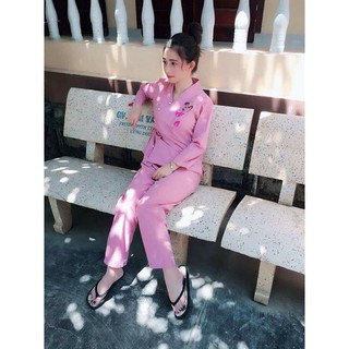 BỘ QUẦN ÁO PHẬT TỬ - QUẦN ÁO ĐI CHÙA: Bộ  Kate buộc vạt chéo