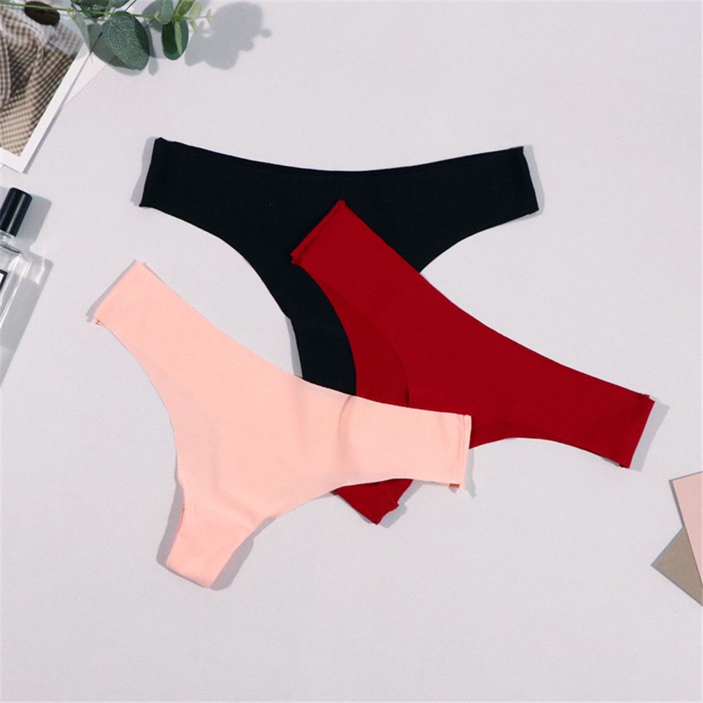 Quần Lót Chữ T Lưng Thấp Không Đường May Bằng Cotton Lụa Băng Nhiều Màu Sắc Thời Trang Gợi Cảm Dành Cho Nữ