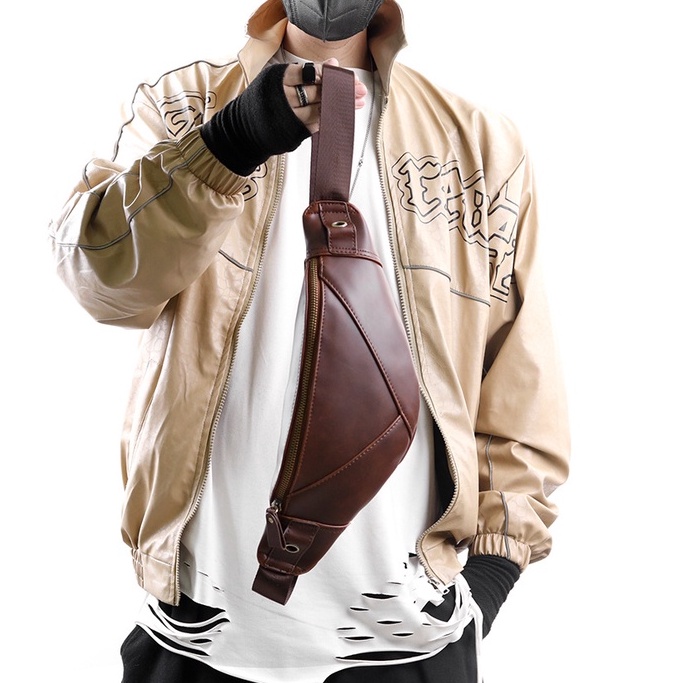 Túi bao tử nam da đẹp cao cấp PUKA túi đeo chéo nam chống nước thời trang giá rẻ unisex