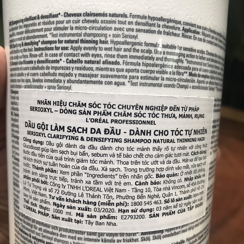 Dầu xả kích thích mọc tóc cải thiện tóc thưa, mảnh, rụng L'oreal Serioxyl Fuller 1000ml