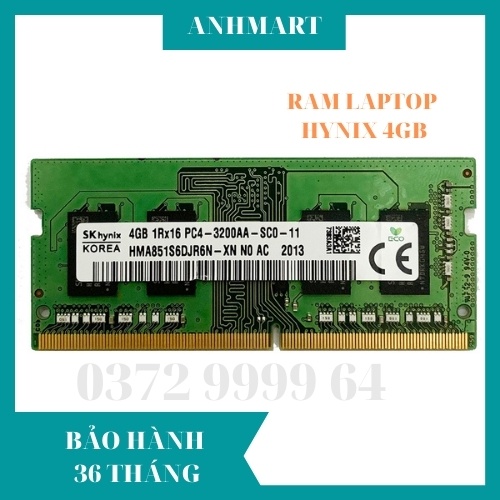 RAM laptop SK Hynix DDR4 bus 3200MHz 2666Mhz 4GB bảo hành 36 tháng lỗi 1 đổi 1