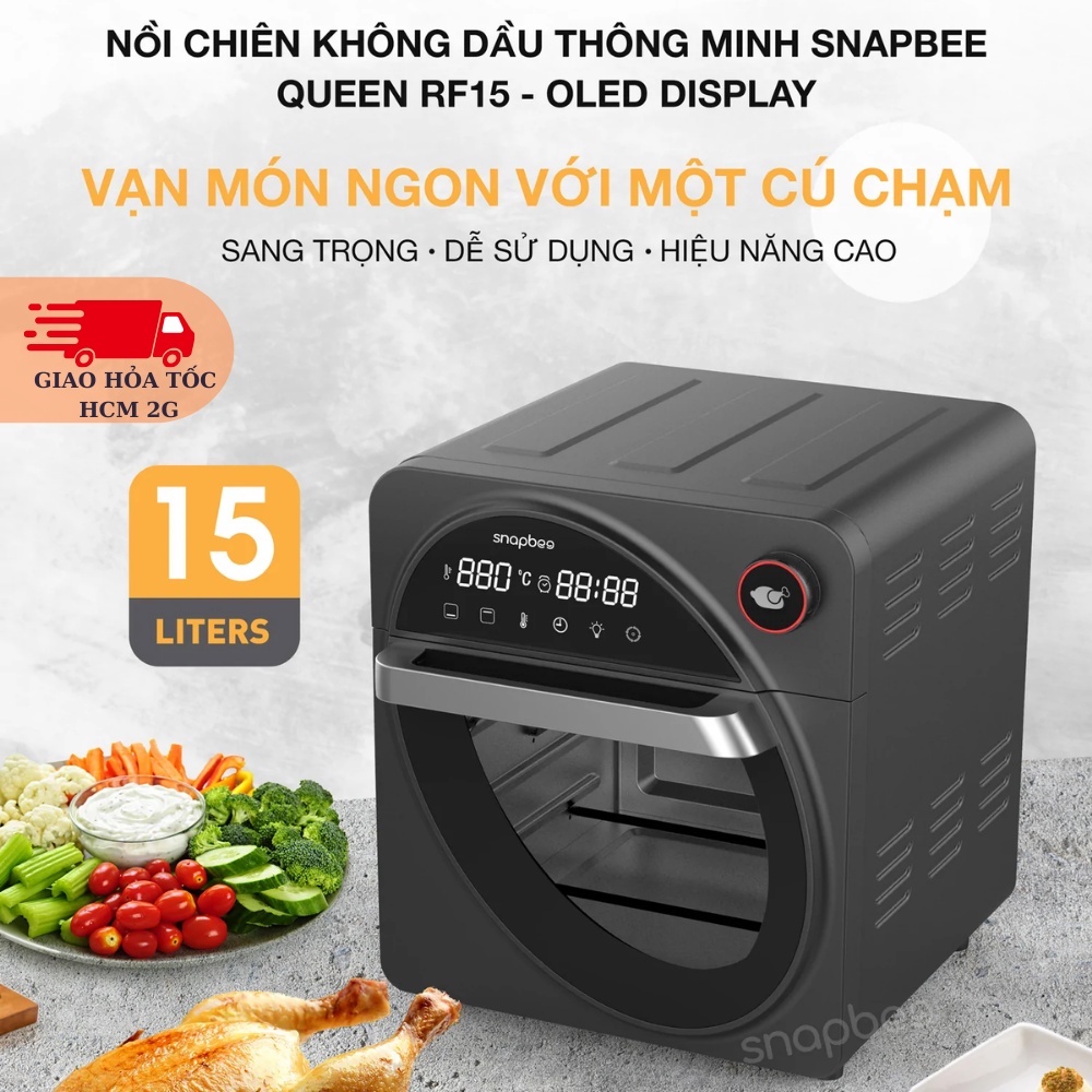 Nồi Chiên Không Dầu SnapBee QUEEN RF15 -16 Chức Năng-Dung Tích 15L-Công Suất thực 1700W -Thương Hiệu Mỹ - BH2T- Talaha