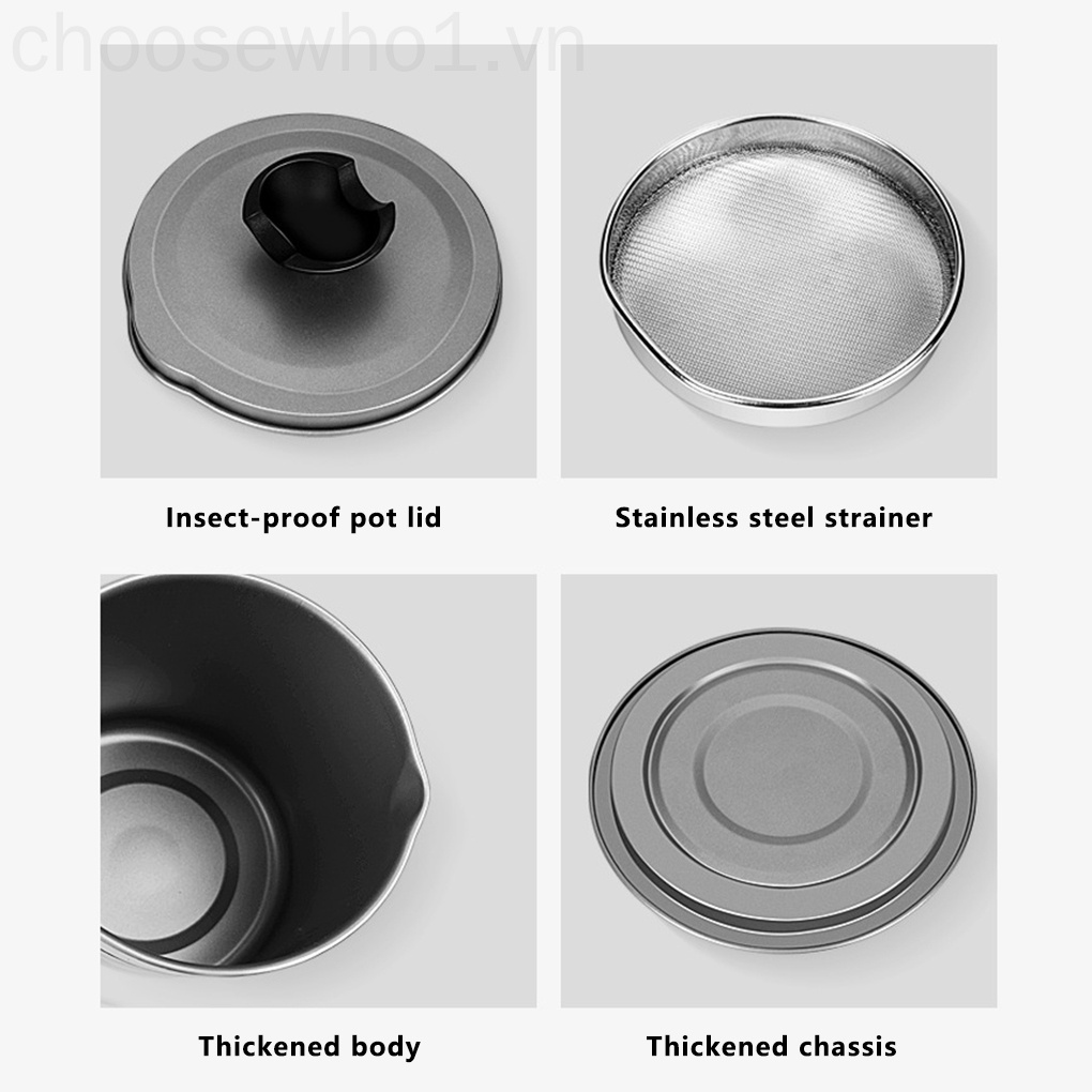 Bình Lọc Dầu Bằng Thép Không Gỉ Dung Tích Lớn Có Nắp Đậy Tiện Dụng Cho Nhà Bếp 1