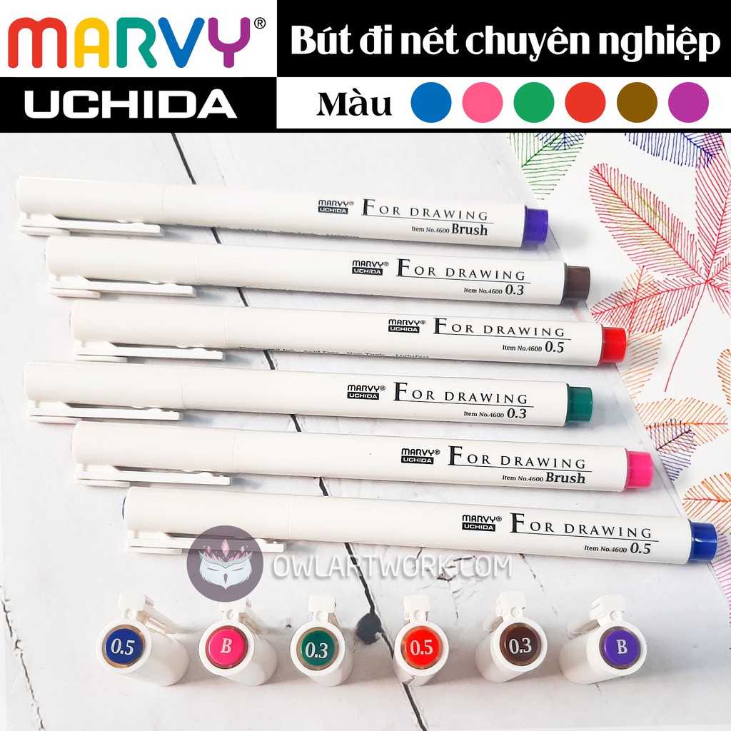 Bút Line Màu MARVY UCHIDA Đi Nét Chuyên Nghiệp