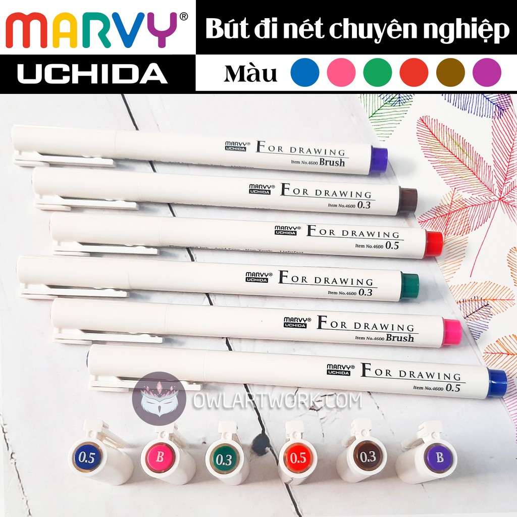 [CHÍNH HÃNG] Bút Line Màu MARVY UCHIDA Đi Nét Chuyên Nghiệp