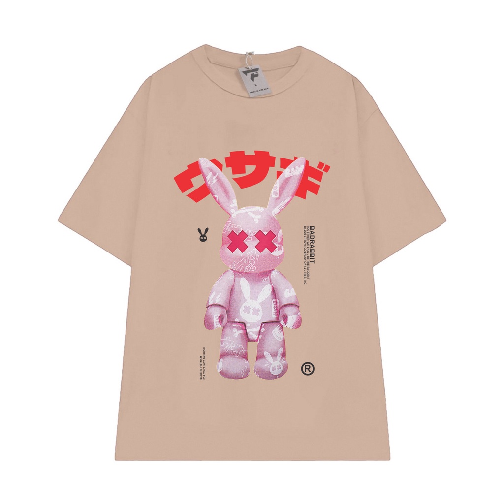 Áo thun unisex nam nữ form rộng tay lỡ in thỏ cute FPLUS FP153