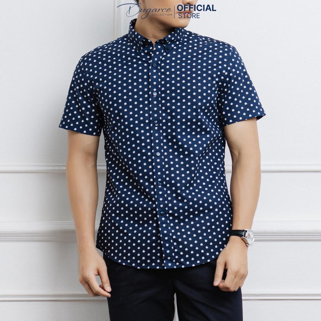 Áo sơ mi trơn DUGARCO trơn ngắn tay cotton công sở nam, vải cotton mềm mịn 202SMS21062