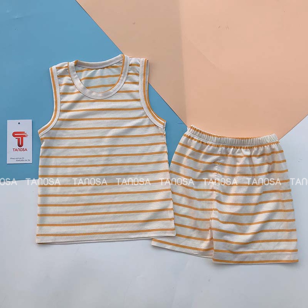 Bộ quần đùi áo ba lỗ sát nách TANOSA cotton kẻ sọc cho bé trai và gái 1-5 tuổi
