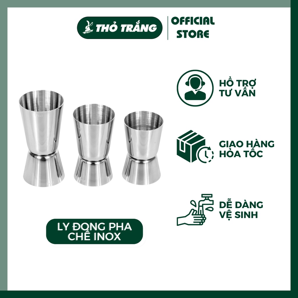 Ly đong, jigger định lượng pha chế 2 đầu inox 100% các size