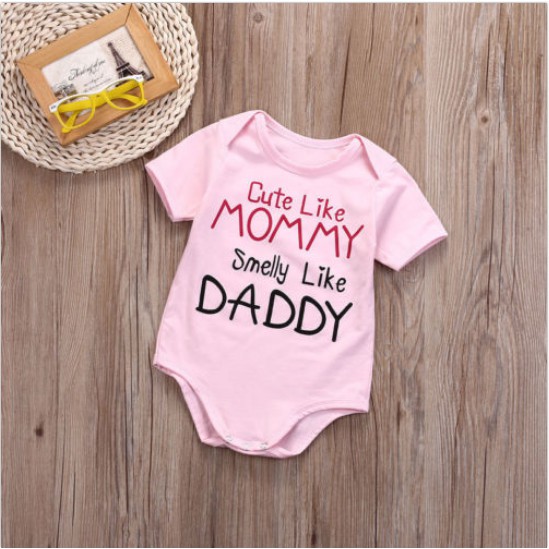 Bộ Bodysuit Một Mảnh Bông Cotton Màu Hồng Cho Bé 0-24 Tháng Tuổi