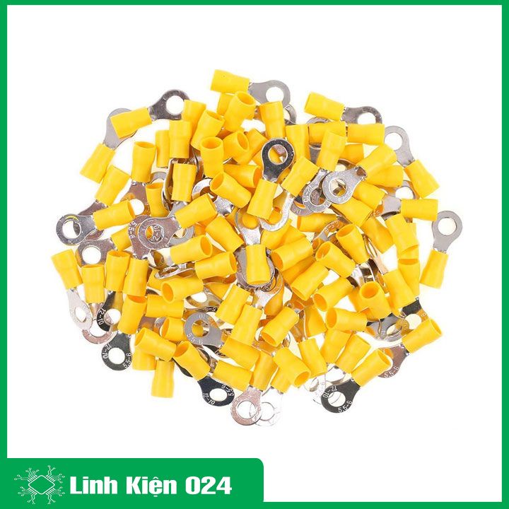 Gói 100 chiếc đầu cos tròn RV bọc cao su màu đỏ, vàng, xanh dương