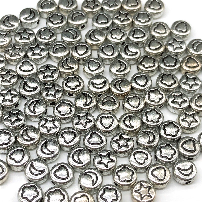 100 hạt nhựa Acrylic 6mm hình chữ cái