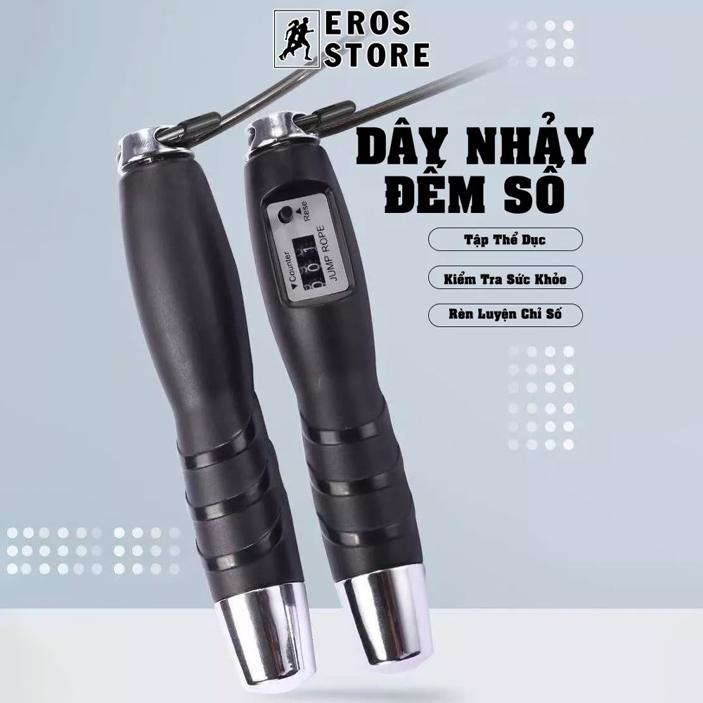 Dây nhảy thể lực đếm số đàn hồi 2.9m chính hãng EROS, hỗ trợ luyện tập thể dục, thể thao tiện lợi tại nhà