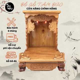 Bàn thờ ông địa thần tài Tâm Đức chữ Lộc nhiều kích thước gỗ Gõ Đỏ tặng đèn (BH-6tháng)