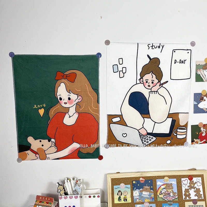 Tranh vải treo tường size 35 x 45cm họa tiết cô gái trang trí phòng ngủ