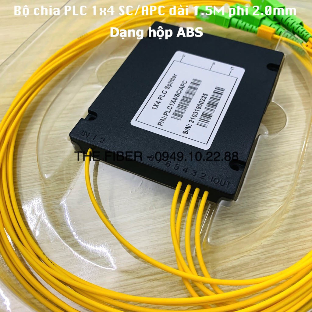 Bộ chia quang dạng hộp ABS PLC 1x4 SC/APC dài 1.5M phi 2.0mm