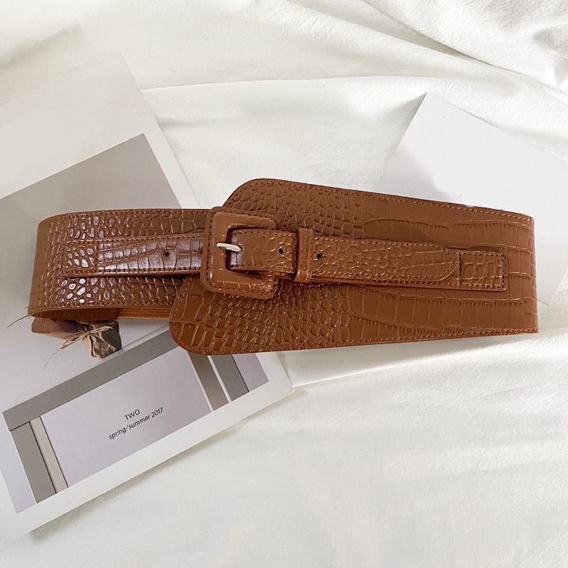 Thắt Lưng Da Bản To Màu Bạc Sang Trọng Co Giãn Dùng Phối Đầm/Đầm Thời Trang Cho Nữ