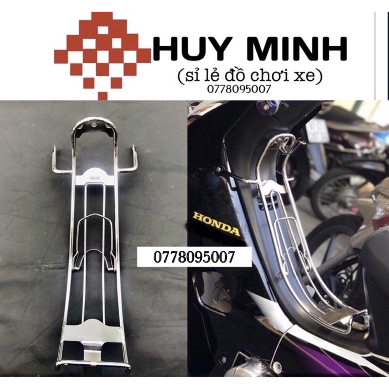 Baga inox xe wave anpha nhỏ, zx dạng xuồng, baga chuối