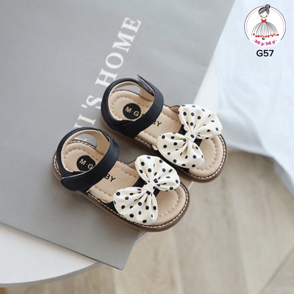 Giày sandan nơ chấm bi đen