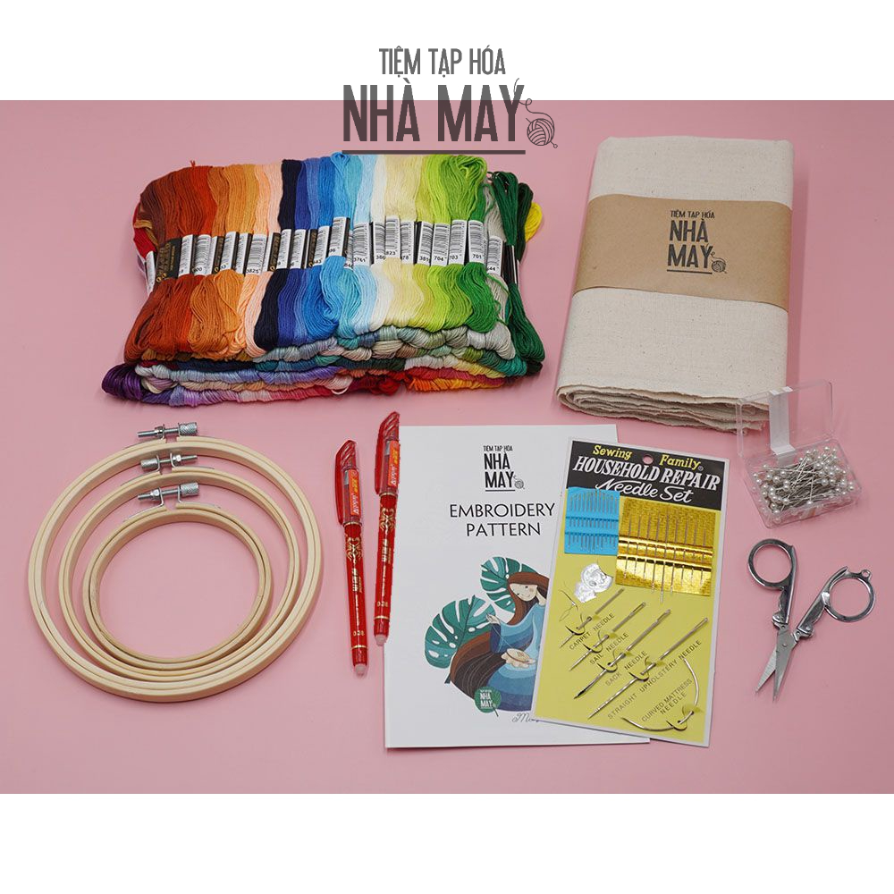[Set thêu chỉ thường] Set không thiếu thứ gì + 150 tép chỉ