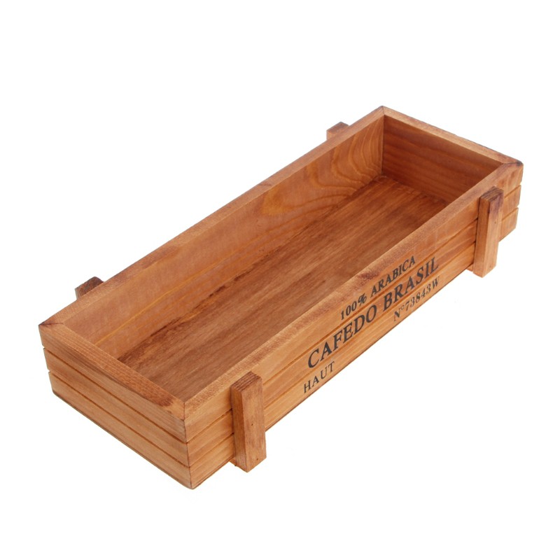 Chậu Trồng Cây Hình Chữ Nhật Bằng Gỗ Phong Cách Vintage