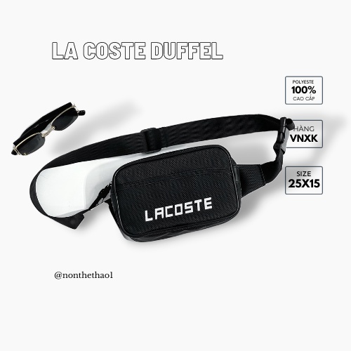 [FREESHIP] TÚI BAO TỬ LACOSTE CHẤT VẢI VÂN DA SI HÀN QUỐC CAO CẤP, TÚI THỜI TRANG LA1A21 MÀU ĐEN