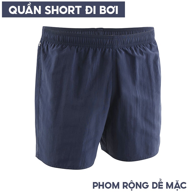 Quần bơi nam NABAIJI 100 kháng clo - xanh navy/cam