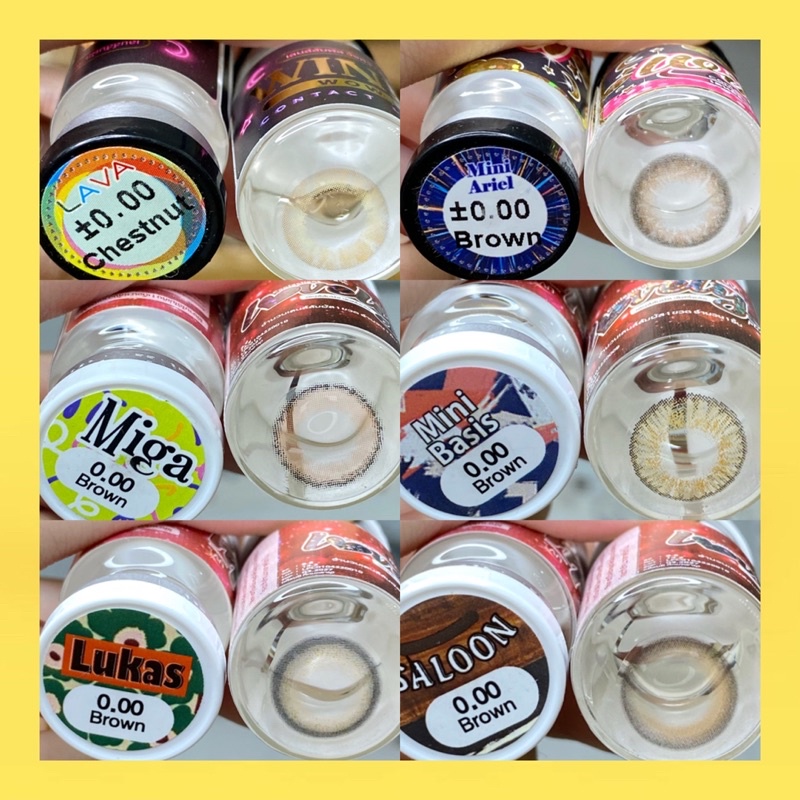 50 mẫu lens Nâu_Brown size giãn ít 14,2mm-14,3mm không độ (FREE SHIP)