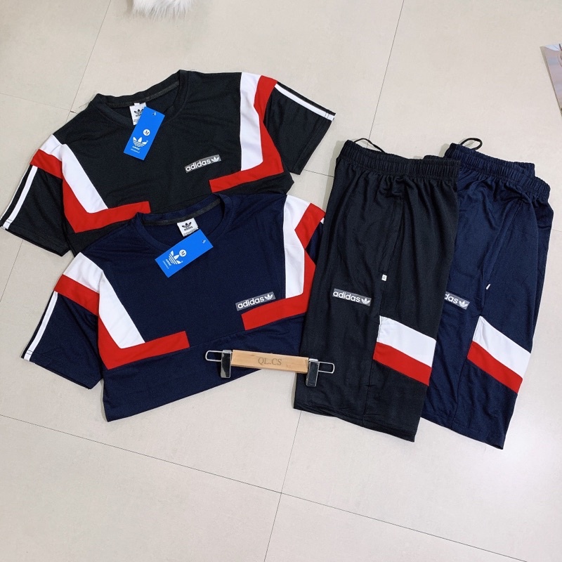 Bộ thể thao nam  cổ tròn phối đỏ cho các anh | BigBuy360 - bigbuy360.vn