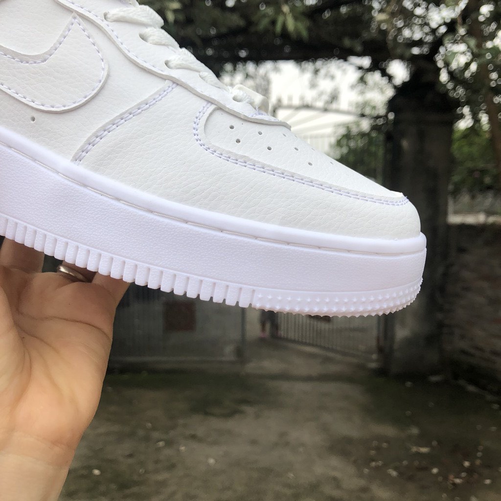 Giày sneaker full trắng đế 3cm, Giày thể thao màu trắng thoáng khí đế êm full box
