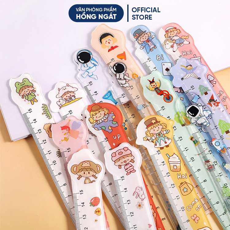 Thước kẻ cute hoạt hình dễ thương, thước kẻ nhựa chiều dài 15cm đồ dùng học tập làm quà tặng học sinh TK07