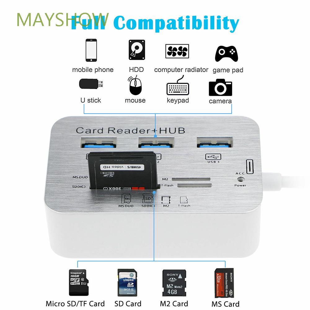 1 Đầu Đọc Thẻ Nhớ Ms Sd M2 Tf Đa Năng Usb-c Usb 3.0 Hub