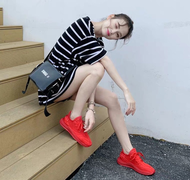 Giày full trơn màu vàng,đỏ ,be( kèm ảnh thật) 💖 Giày thể thao nữ lưới thoáng khí êm chân