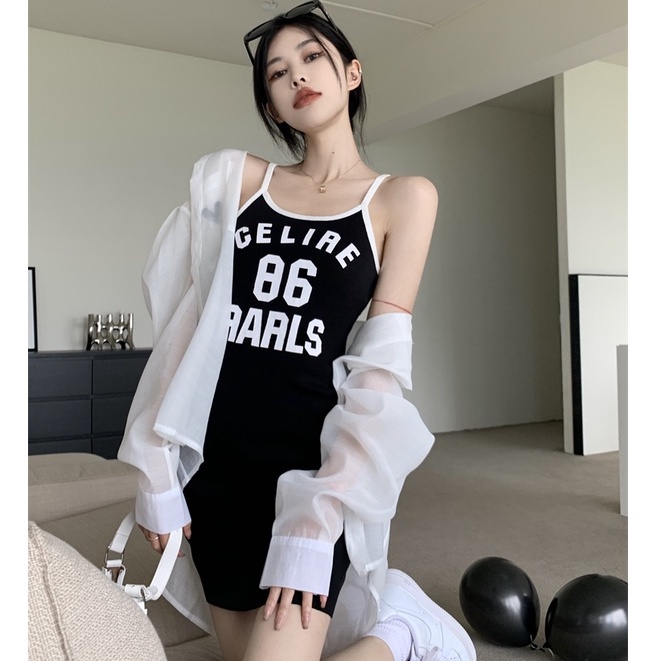 QKOOLE  Đầm Ôm Hai Dây Gợi Cảm Thời Trang Hàn Quốc Cho Nữ