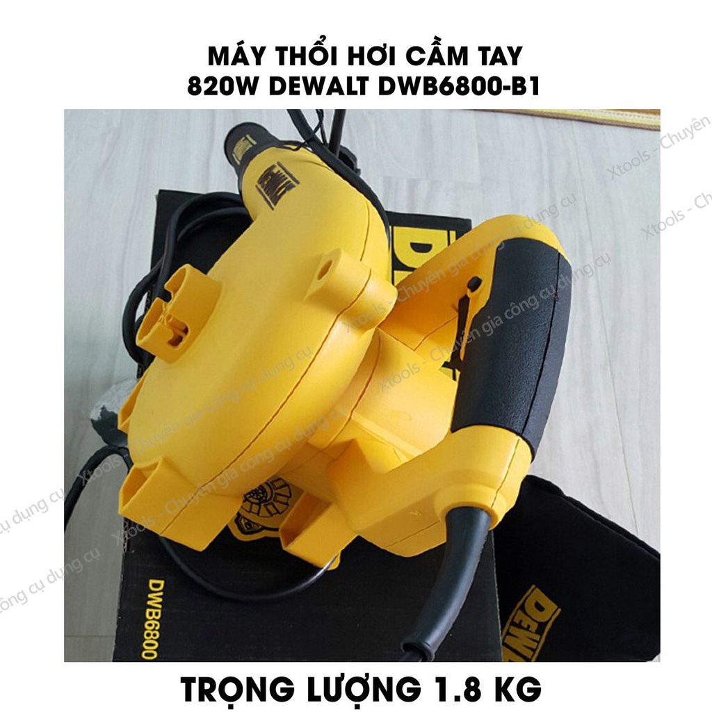 Máy thổi hút bụi DeWALT DWB6800-B1 công suất 800W tặng kèm túi chứa bụi, ống và 2 vòi hút bụi. Máy thổi/hút bụi cầm tay