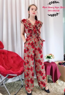 Jumpsuit dài họa tiết combo