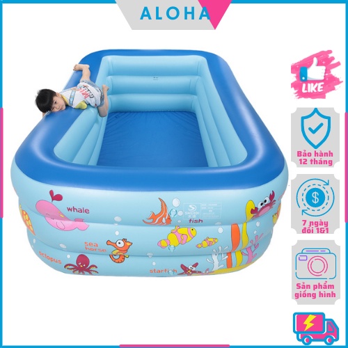 [HOT] Bể Bơi Phao Cho Bé Trong Nhà 3 Tầng 1m5 (150Cm) Hình Chữ Nhật 150x110x50 Bồn Tắm Hơi Cho Bé - DÀY DẶN - AN TOÀN