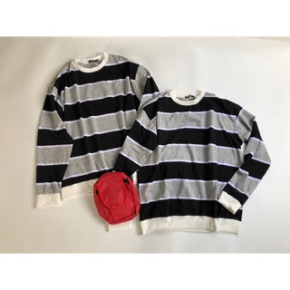 STRIPPED SHIRT - SWEATER SỌC XANH XÁM