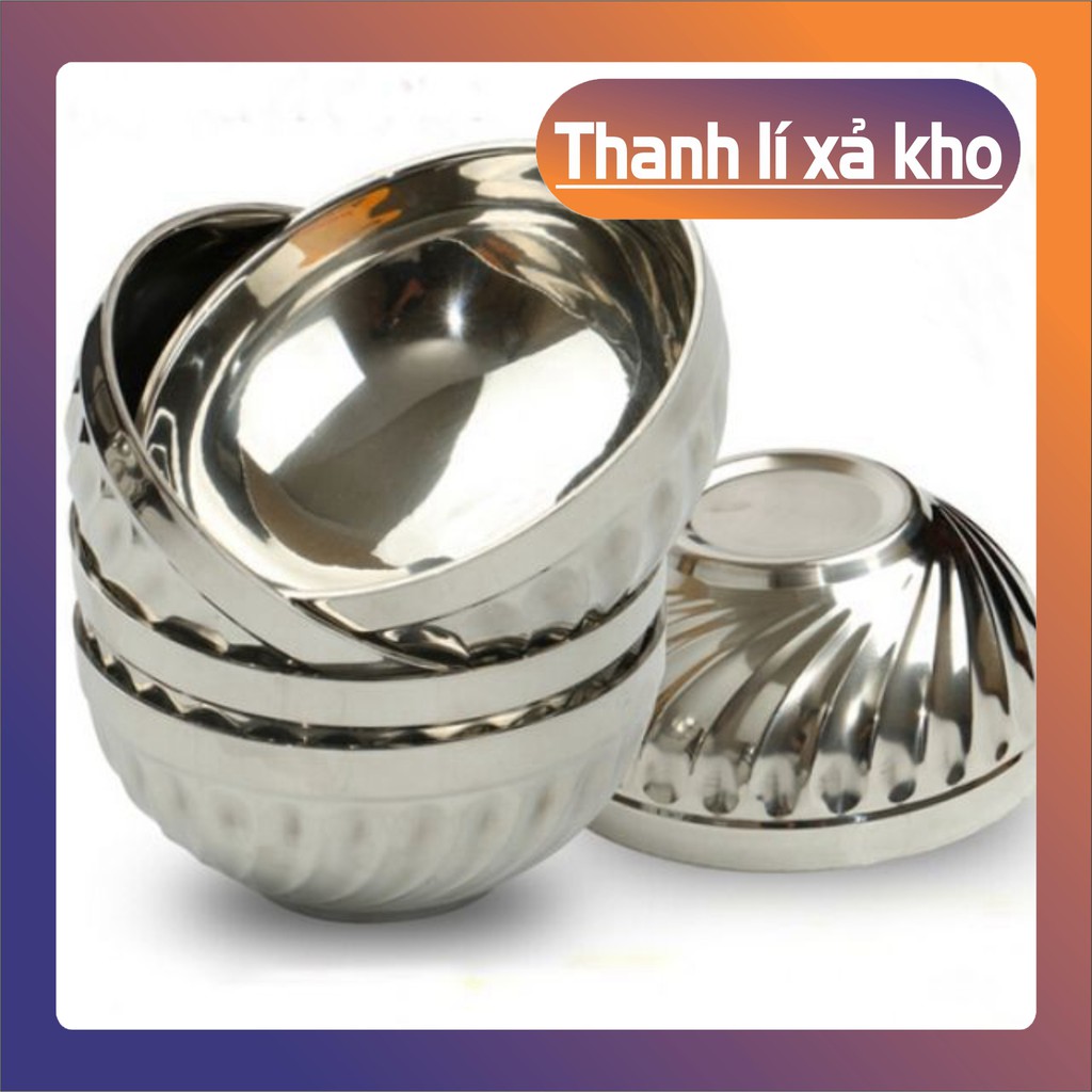 Chén inox 💖𝑭𝑹𝑬𝑬𝑺𝑯𝑰𝑷💖 Chén Cơm Inox 304 2 lớp Xoắn Cao Cấp Không Gỉ