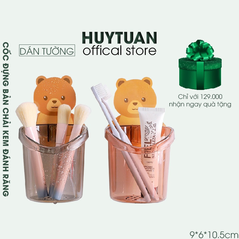 Cốc cắm bàn chải đánh răng dán tường hình gấu dễ thương (CG02)