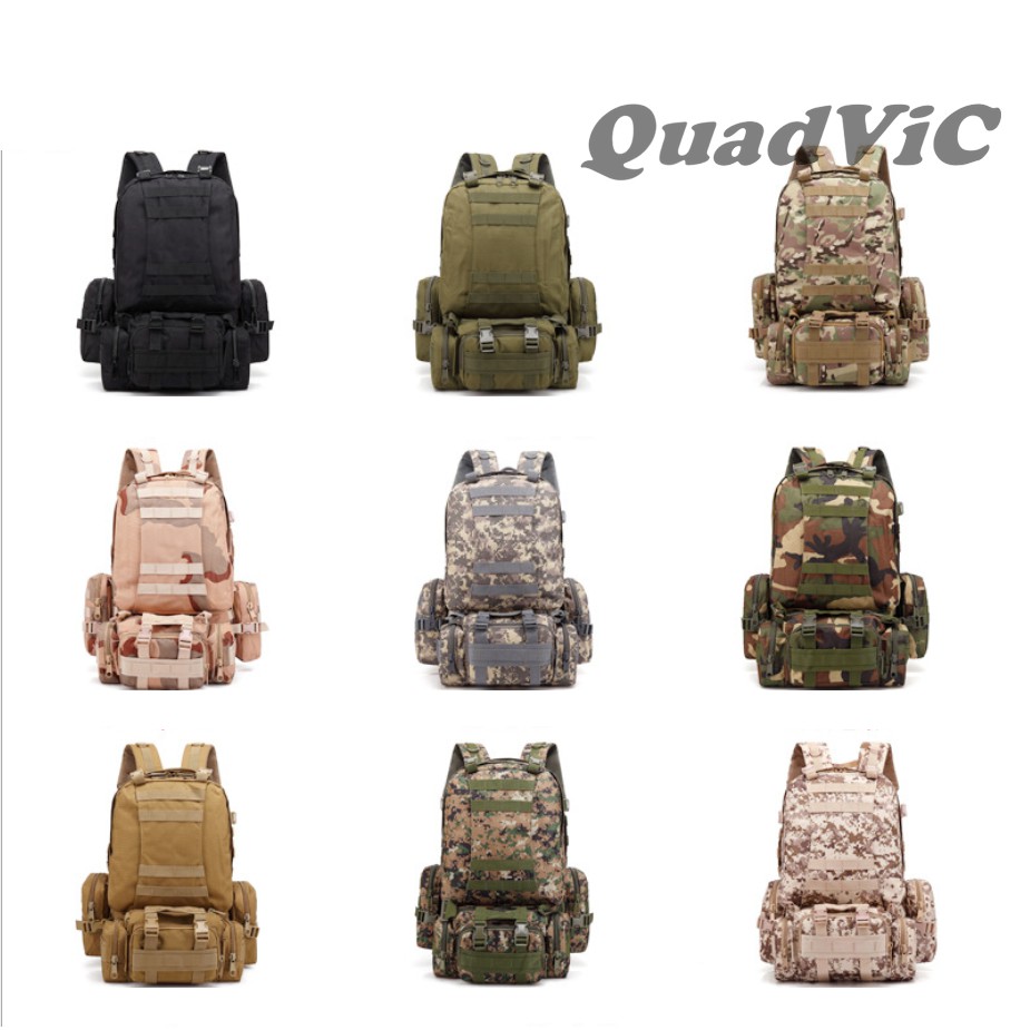 Balo chiến thuật 7D thể thao 53L balo ngoài trời ngụy trang kháng nước Backpack QUADVIC.COM N00203 Giao màu ngẫu nhiên